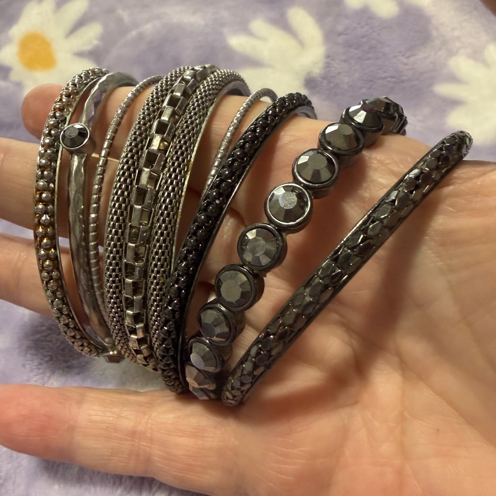 Stylish Silver and Black Bangle Set
You get all for one low price - Picture 6 of 12